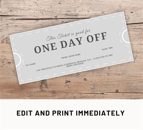 Day off Coupon Editable Gift Coupon Template Canva Free Day Voucher ...
