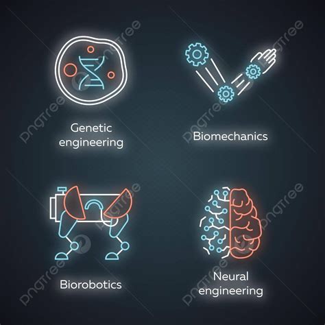Bioengineering Icons For Genetic And Neural Engineering Biotechnology And Biomechanics Vector ...