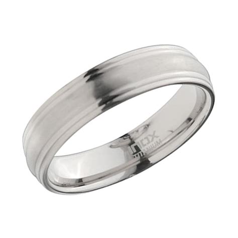 Silver Titanium Band - Groove Edge Ring | Hypoallergenic, Non-Tarnish ...