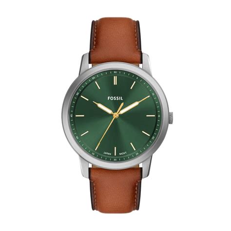 Buy Fossil Men's Minimalist Brown Analog Quartz Leather Watch FS6094 at ...