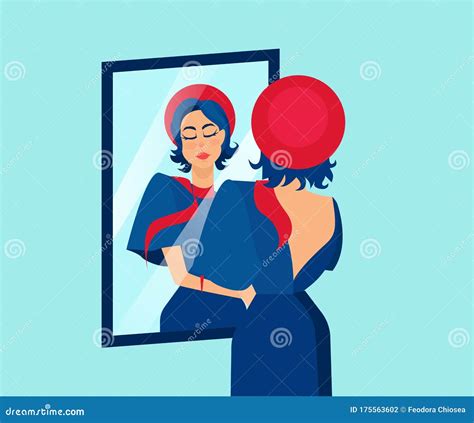 Vector of a Beautiful Woman Admiring Herself in a Mirror Stock Vector - Illustration of ...