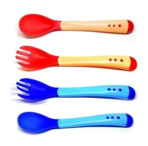 THE LITTLE LOOKERS Silicone Baby Spoons Set with Tip Heat Sensitive ...