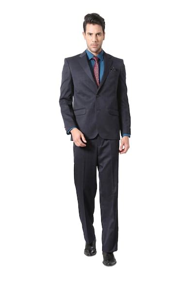 Buy Men Navy Solid Formal Two Piece Suit Online - 201072 | Peter England