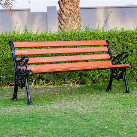 OUTLIVING 3 Seater Cast Iron FRP Garden Bench for Indoor & Outdoor Park ...