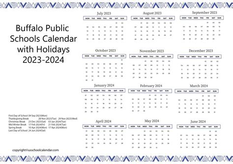 Buffalo Schools Calendar - US School Calendar