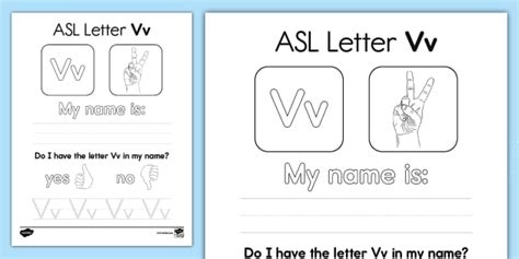 ASL Letter Vv Activity (teacher made) - Twinkl