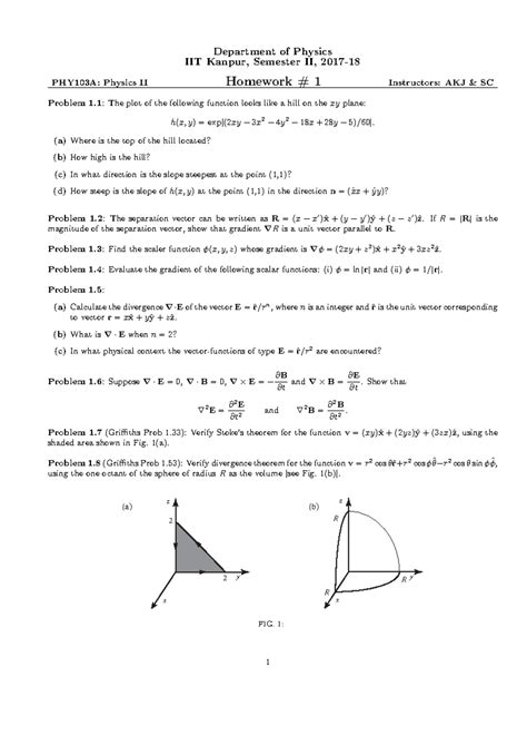 PHY103A Homework #1 - Functions, Gradients, and Theorems Analysis - Studocu