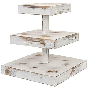 MyGift 3-Tier 12-Inch Rustic Whitewashed Wood Cupcake Desserts Stand ...