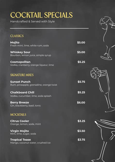 Image result for Cocktail Menu Template