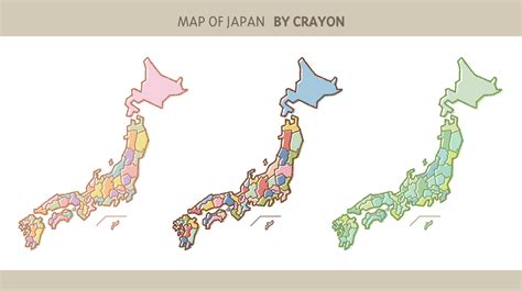 Map of Japan. hand drawn by crayon 19186675 Vector Art at Vecteezy