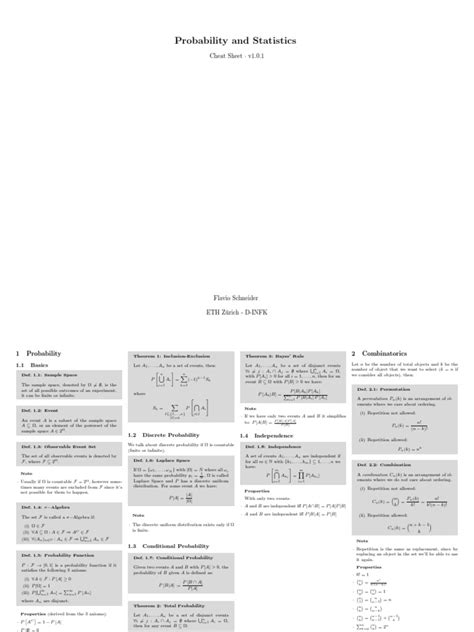 Image result for Probability Theory Cheat Sheet