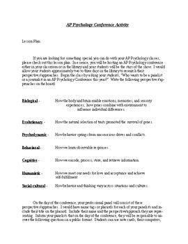 AP Psychology Conference Project | Ap psychology, Teaching psychology ...