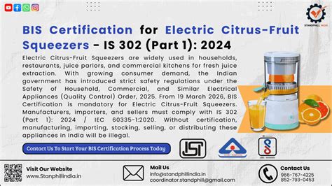 BIS Certification for electric citrus-fruit squeezers IS 302 Part 1:2024