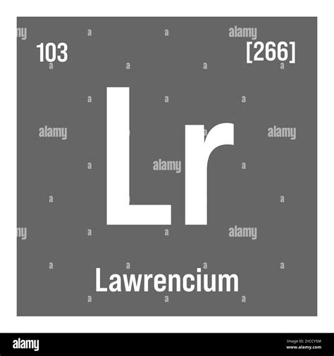Lawrencium, Lr, periodic table element with name, symbol, atomic number and weight. Synthetic ...