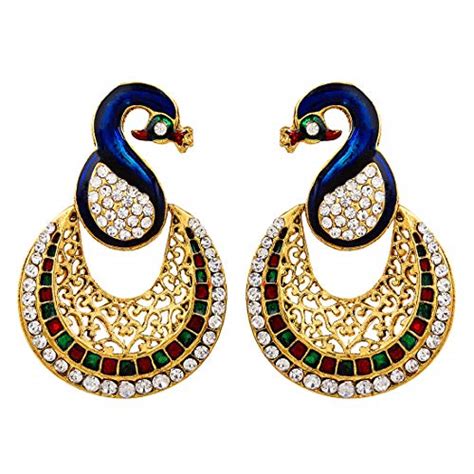 Buy YouBella Jewellery Traditional Dancing Peacock Gold Plated Jhumka ...