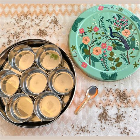 Forest of the night hand painted stainless steel black masala box ...