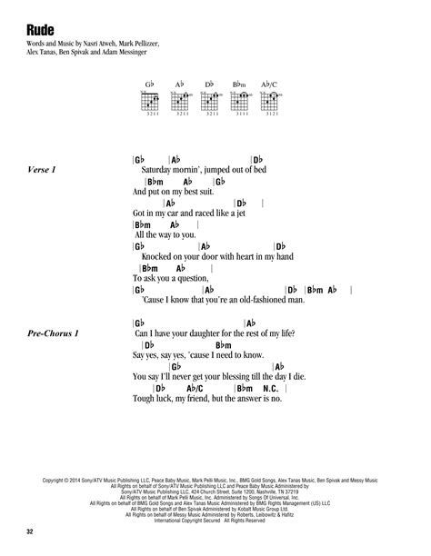 Rude by MAGIC! Sheet Music for Guitar Chords/Lyrics at Sheet Music Direct