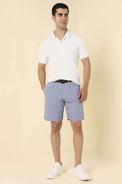 Buy Men Light Blue Textured Shorts Online - 39951903 | Allen Solly