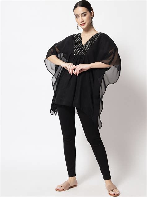 Georgette Sequin Embroidered Yoke Kaftan – Mystudiorasa