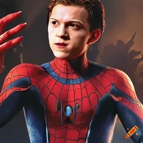 Hyper realistic portrait of 17-year-old tom holland as spider-man on Craiyon