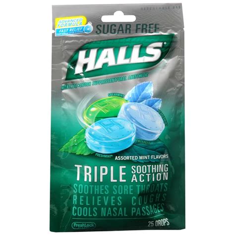 Halls Halls Sugar Free Assorted Mint Drops, 25 Ct, 25 Count - USA ...