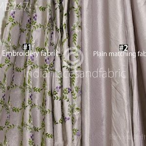Buy Indian Embroidered Dupioni Fabric by the Yard Sewing Crafting ...