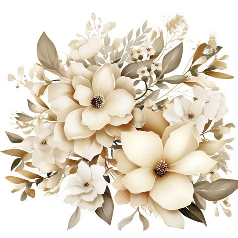 Beige Flower Clipart: 100 Pastel Floral PNG Graphics (digital Download ...