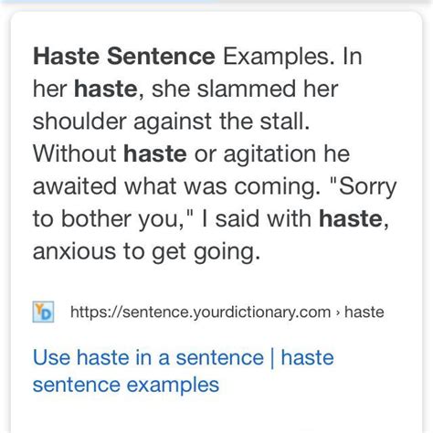 a sentence using haste with the meaning - Brainly.in