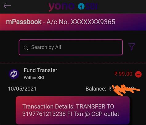 State Bank Of India [SBI] — fi txn @ csp