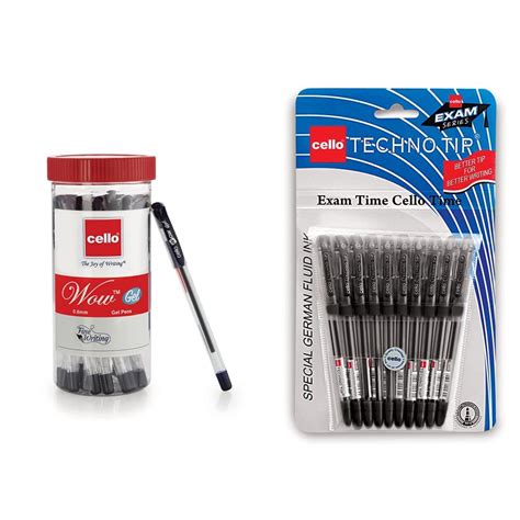 Cello Wow Blue Gel Pen Jar of 20 Units & Cello Technotip Ball Pen Set ...
