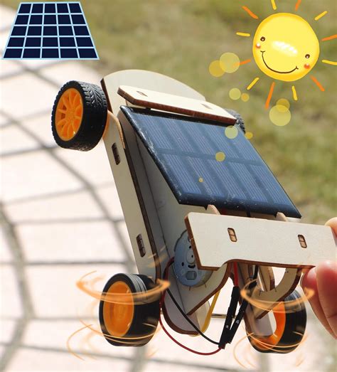 Buy STEM 4 Set Solar Motor Kit,Wooden Model Electric Car Science ...