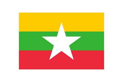 The national flag of Myanmar with official color and proportion ...