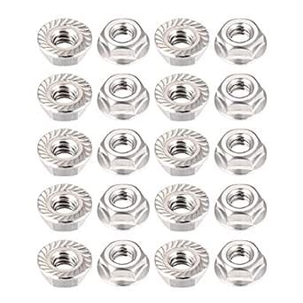 uxcell #10-24 Serrated Flange Hex Lock Nuts, 304 Stainless Steel, 20 ...