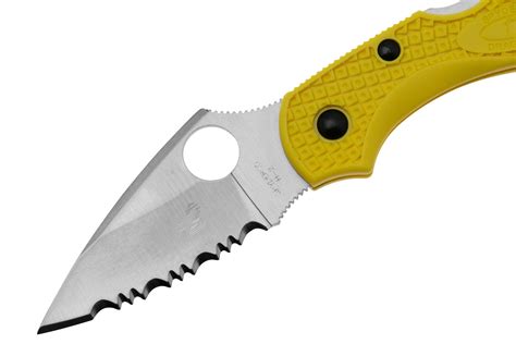 Spyderco Dragonfly 2 Salt H-2 C28SYL2 Yellow FRN, serrated pocket knife ...