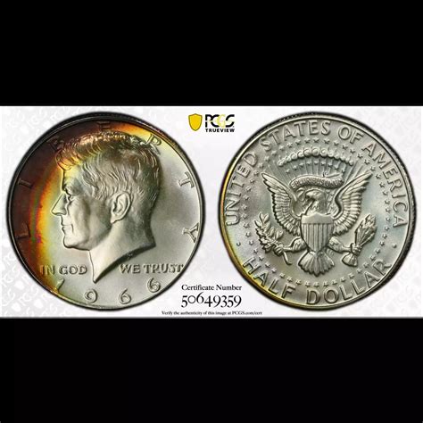 1966 Half Dollars Kennedy Clad PCGS SP-67 SMS TONED - Lost Dutchman ...