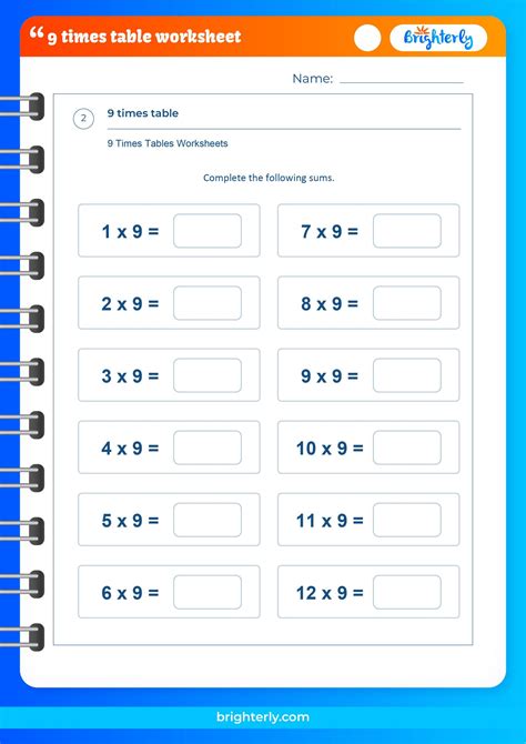 Free 9 Times Tables Worksheets for Kids [PDFs] Brighterly.com