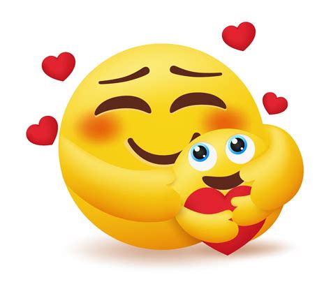 Emoji mother and child vector concept design. Emoticon mom hugging ...