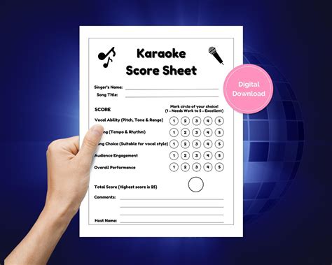 Karaoke Contest Score Sheet, Printable Singing Contest List, Best ...