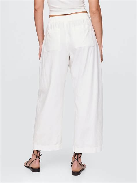 Mid Rise Linen-Blend Easy Barrel Pants | Gap