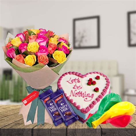 Combo :: Combo of 3 Items :: Flowers, Cake, chocolates & Balloons ...