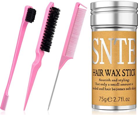 Amazon.com: Hair Wax Stick, Edges Brush, Rat Tail Comb, Bristle Brush ...