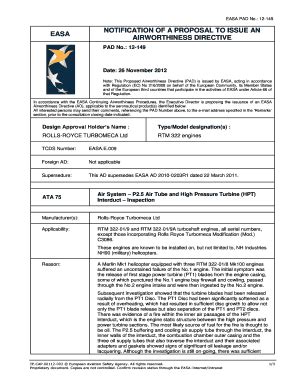 Fillable Online EASA Form 111 - Emergency AD Template - Europa Fax ...
