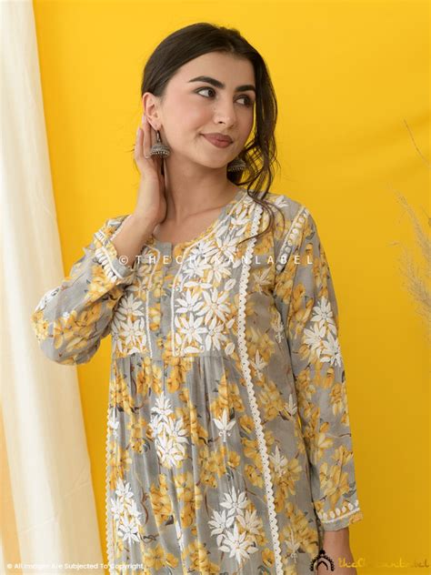 Nyra Modal Chikankari Kurta Set - Yellow | The Chikan Label