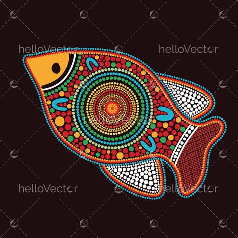 Aboriginal dot art style colorful fish artwork - Download Graphics ...