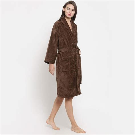 Buy TRIDENT Classic Brown Solid Cotton Bathrobe from Trident at just ...