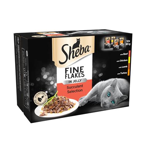 Sheba Fine Flakes Cat Food Pouches Succulent Selection in Jelly 12 x ...