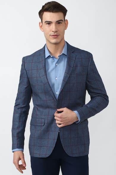Buy Men Navy Check Casual Blazer Online - 725469 | Peter England