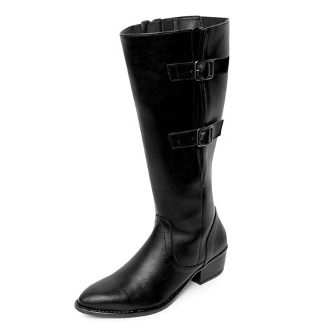 Black Comfort Slip on Mid Calf Boots N91232 - Pepitoes