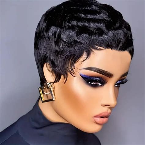 Amazon.com : Pixie Cut Wigs Human Hair Short Curly Pixie Cut Wigs For ...