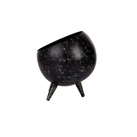 3 Legged Alien Table Top Metal Planter in Black & Green Space Print